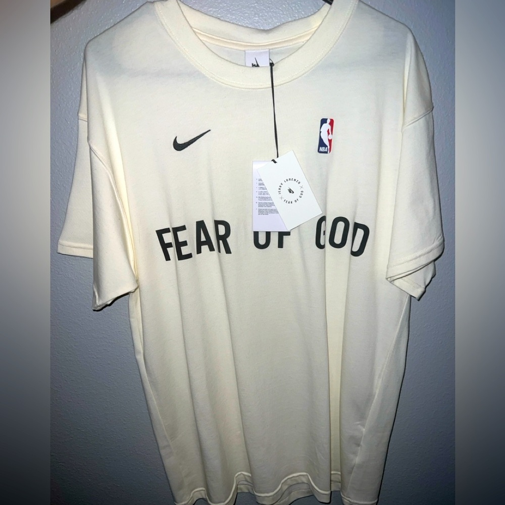 Nike X Fear Of God NBA Warm Up Ivory Logo T-shirt